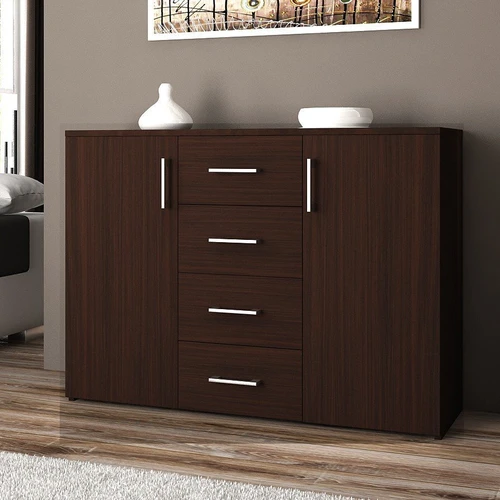 Stilinga komoda su metaliniais ritinėliais