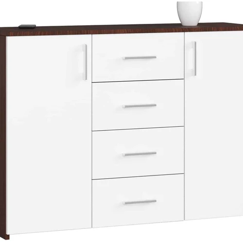 Komoda NORE K45, tamsiai rudos spalvos/baltos spalvos