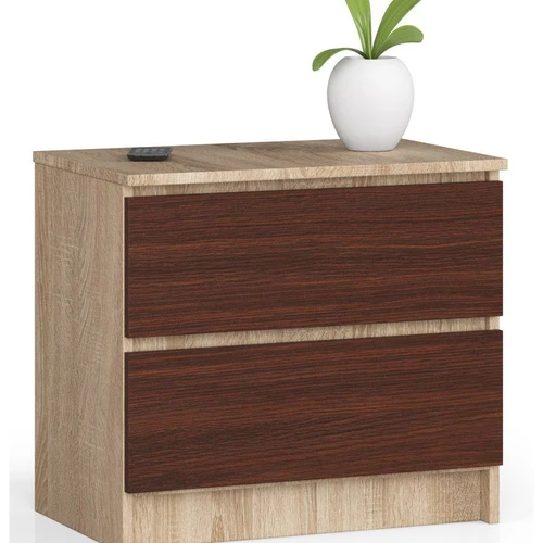 Komoda NORE K60, ąžuolo/tamsiai rudos spalvos