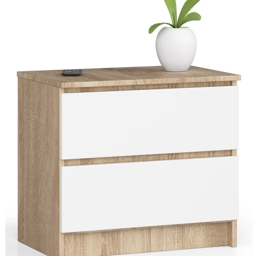 Komoda NORE K60 su 2-iems stalčiais, ąžuolo/baltos spalvos