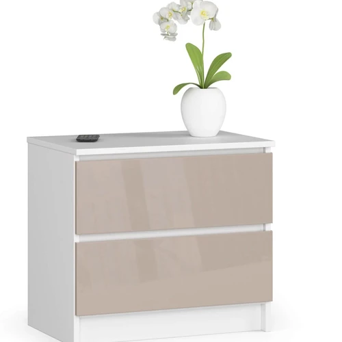 Komoda NORE K60 su 2-iems stalčiais, baltos/kreminės spalvos