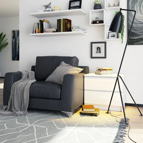 Lengvai surenkamas baltas naktinis staliukas su metaliniais ritinėliais