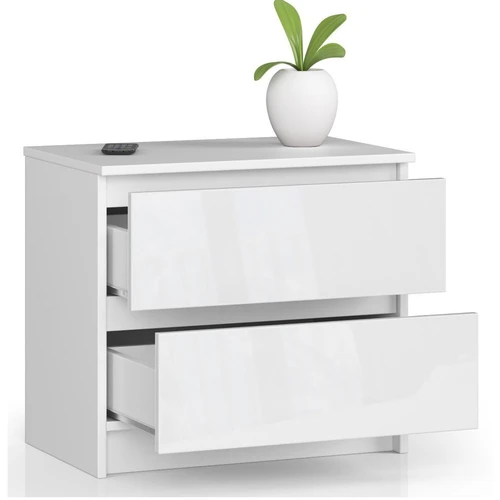 Elegantiškas baltas naktinis stalelis iš laminuotos plokštės