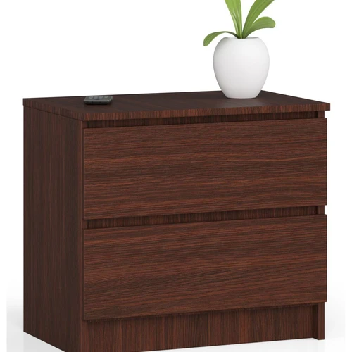 Komoda NORE K60 su 2-iems stalčiais, tamsiai rudos spalvos