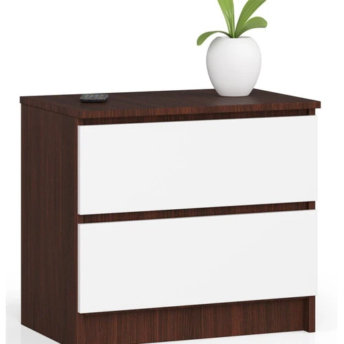 Komoda NORE K60 su 2-iems stalčiais, tamsiai rudos/baltos spalvos