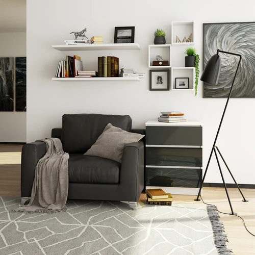 Patogi komoda su MDF plokštėmis ir apsaugine briauna