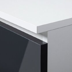 Komoda NORE K60 su 3-imis stalčiais, baltos/tamsiai pilkos spalvos - Naktinės spintelės
