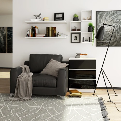 Stilinga juoda komoda su MDF skydais