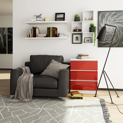 Savarankiškai surenkama raudona komoda