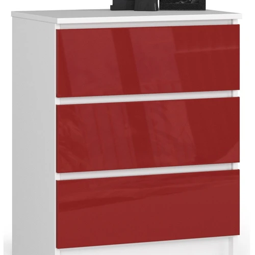 Komoda NORE K60 su 3-imis stalčiais, raudonos spalvos