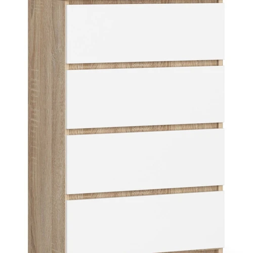 Komoda NORE K60 su 4-iais stalčiais, ąžuolo/baltos spalvos