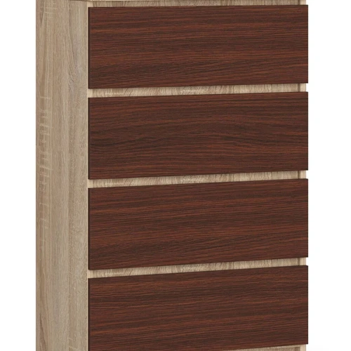 Komoda NORE K60 su 4-iais stalčiais, ąžuolo/tamsiai rudos spalvos