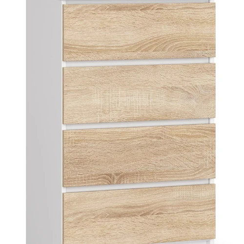Komoda NORE K60 su 4-iais stalčiais, baltos/ąžuolo spalvos