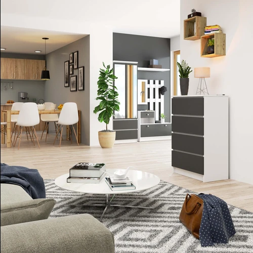 Patogi surenkama komoda su pristatymo vadovu