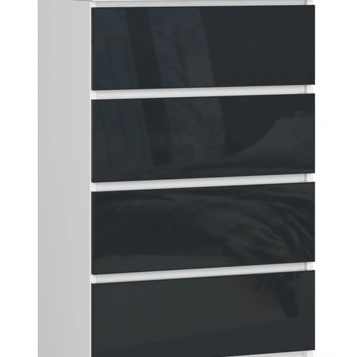 Komoda NORE K60 su 4-iais stalčiais, baltos/tamsiai pilkos spalvos