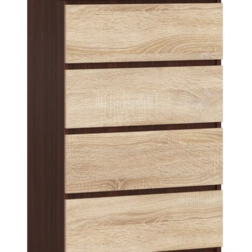 Komoda NORE K60 su 4-iais stalčiais, tamsiai rudos/ąžuolo spalvos