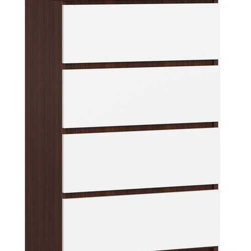 Komoda NORE K60 su 4-iais stalčiais, tamsiai rudos/baltos spalvos