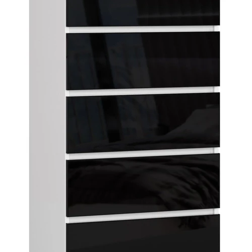 Komoda NORE K60 su 5-iais stalčiais , blizgios juodos spalvos