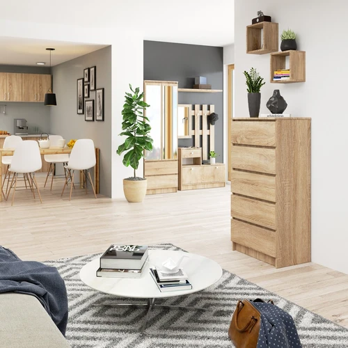 Moderni komoda sonomos spalva su 5 stalčiais