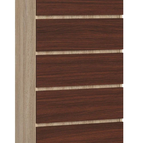 Komoda NORE K60 su 5-iais stalčiais, ąžuolo/tamsiai rudos spalvos