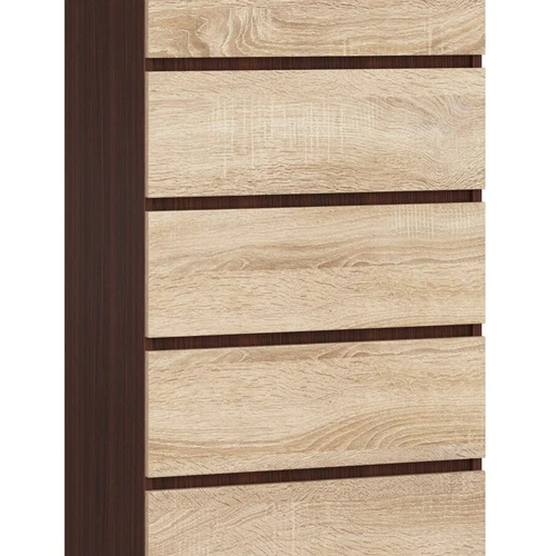 Komoda NORE K60 su 5-iais stalčiais, tamsiai rudos/ąžuolo spalvos