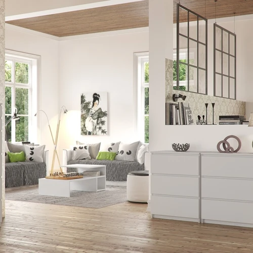 Tvarkinga komoda su 1,6 mm storio sienomis ir ritininiais kreiptuvais