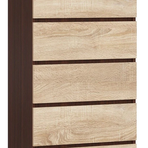 Komoda NORE K60 su 6-iais stalčiais, tamsiai rudos/ąžuolo spalvos