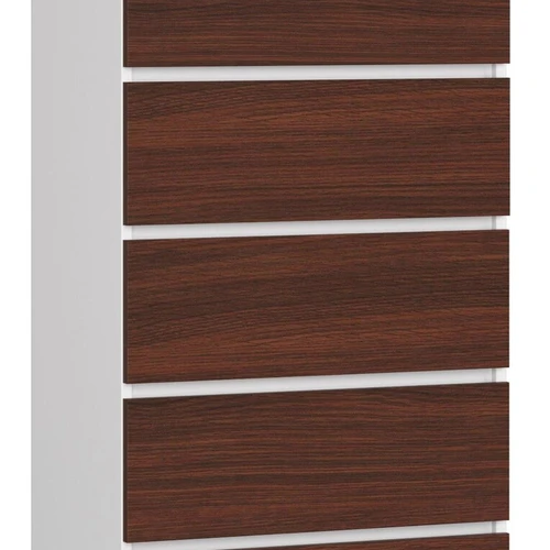 Komoda NORE K60 su 6-iais stalčiais, tamsiai rudos/baltos spalvos