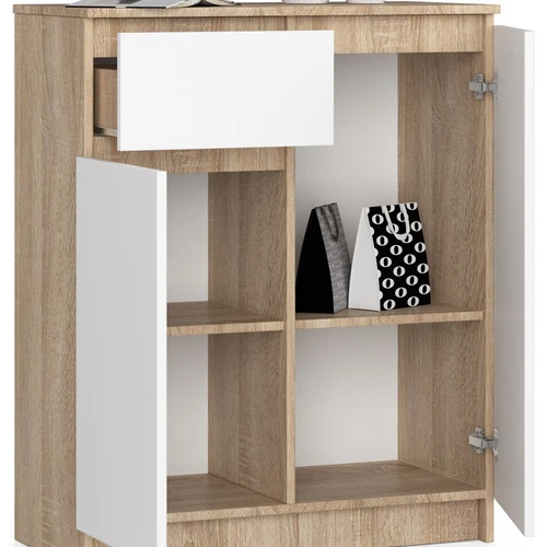 Komoda su dviem spintelėmis ir stalčiais