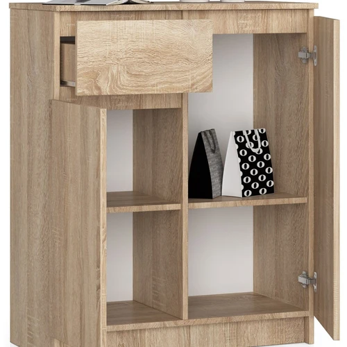 Elegantiška ąžuolo sonoma spalvos komoda su ABS apvadu