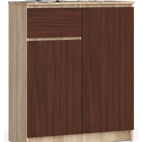 Komoda NORE K80, ąžuolo/tamsiai rudos spalvos