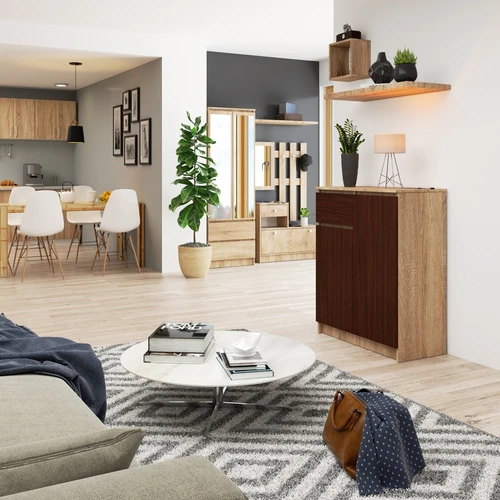 Komoda K 80 su metaliniais kreiptuvais ir sandėliavimo įvairove