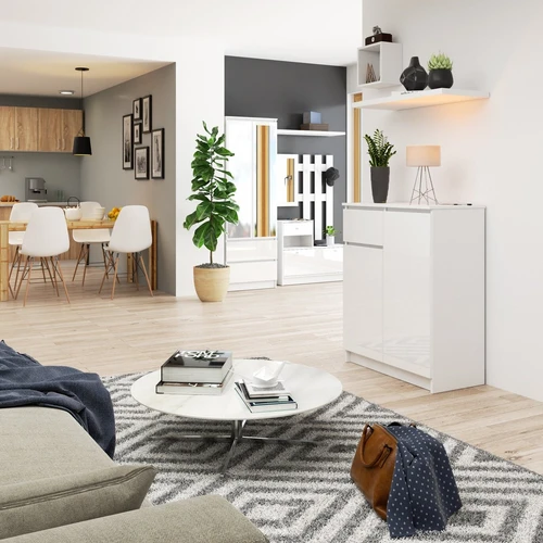 Funkcionalus baldas su metaliniais bėgiais ir 2 spintelėmis