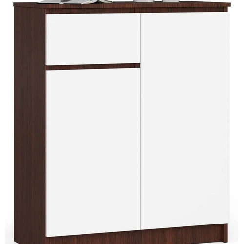 Komoda NORE K80, tamsiai rudos/baltos spalvos