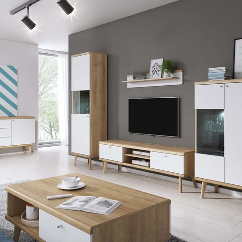 Balta-ąžuolo spalvos baldiniai su ABS briaunomis