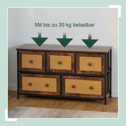 Komoda Relaxdays, 5 stalčiai, 100 × 54,5 × 32,5 cm - Komodos, šoninės spintelės