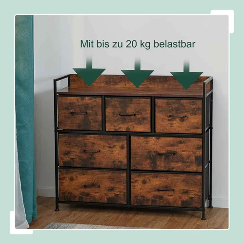 Komoda Relaxdays, 7 stalčiai, 100 × 85 × 30,5 cm - Komodos, šoninės spintelės