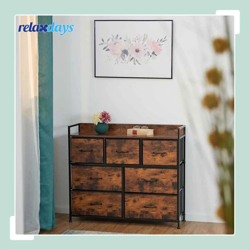 Komoda Relaxdays, 7 stalčiai, 100 × 85 × 30,5 cm - Komodos, šoninės spintelės