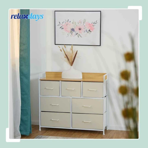 Komoda Relaxdays, 7 stalčiai, Balta, 100 × 85 × 30,5 cm - Komodos, šoninės spintelės