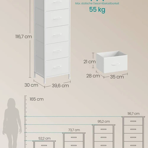 Komoda SONGMICS, 4 audinio stalčiai, 39,6 × 116,7 × 30 cm - Naktinės spintelės