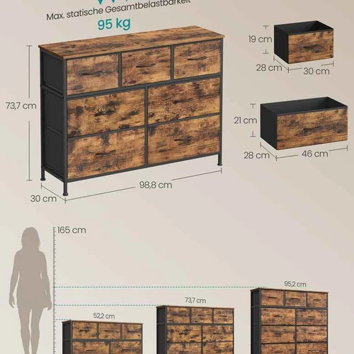 Komoda SONGMICS, 4 audinio stalčiai, 98,8 × 73,7 × 30 cm - Komodos, šoninės spintelės