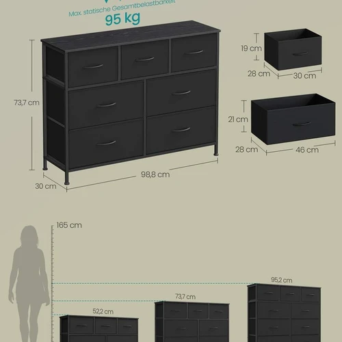 Komoda SONGMICS, 4 audinio stalčiai, 98,8 × 73,7 × 30 cm - Komodos, šoninės spintelės