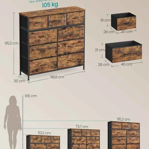 Komoda SONGMICS, 4 audinio stalčiai, 98,8 × 95,2 × 30 cm - Komodos, šoninės spintelės