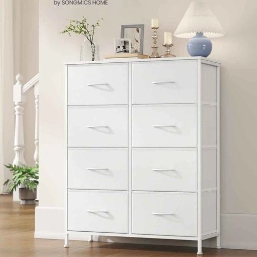 Komoda SONGMICS LGS124BH04, 8 stalčiai, Balta, 76,7 × 95,2 × 30 cm - Komodos, šoninės spintelės