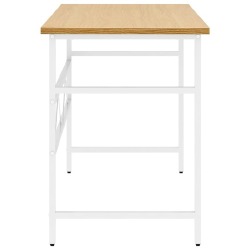 Kompiuterio stalas, baltas/ąžuolo, 105x55x72cm, MDF ir metalas - Darbo stalai