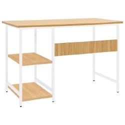 Kompiuterio stalas, baltas/ąžuolo, 105x55x72cm MDF ir metalas - Darbo stalai