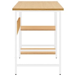 Kompiuterio stalas, baltas/ąžuolo, 105x55x72cm MDF ir metalas - Darbo stalai