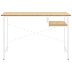 Kompiuterio stalas, baltas/ąžuolo 105x55x72cm, MDF ir metalas - Darbo stalai
