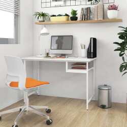 Kompiuterio stalas, baltos spalvos, 105x55x72cm MDF ir metalas