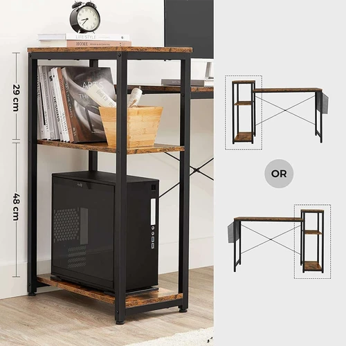 Vintažinis ruda-juodas stalas iš medžio drožlių plokštės ir plieno